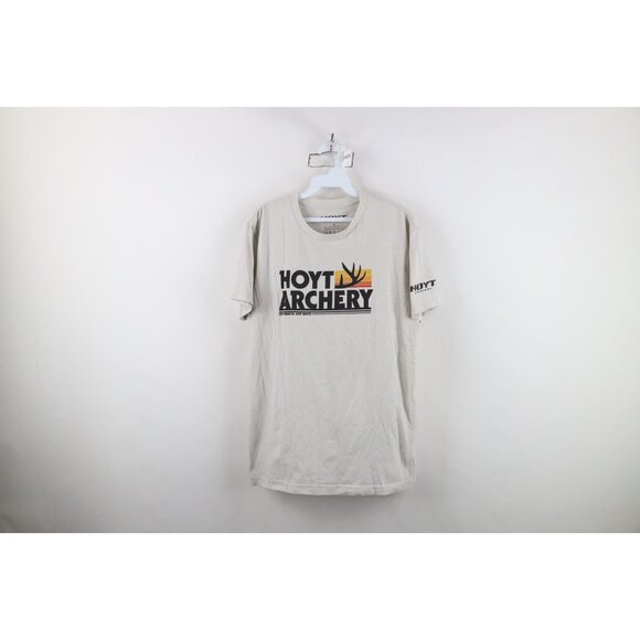 Hoyt Archery Mens Size Medium Spell Out Short Sleeve Hunting T-Shirt Gray - Picture 1 of 13